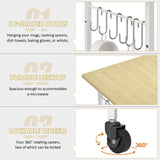 ThreeHio Rolling Kitchen Microwave Cart, 3 Tier Microwave Table Stand with Adjustable Shelf, Kitchen Storage Rack on Wheels, Coffee Station Cart Rack Shelf Organizer for Living Room Office, Balcony ThreeHio