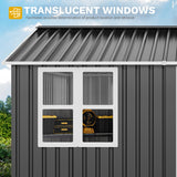 DWVO 10' x 8' Outdoor Storage Shed, Waterproof Metal Garden Shed with Windows, Lockable Doors, and Sloped Roof for Patio, Backyard, Lawn, Tool Storage, Bike Shed, Pet Shelter (Gray + White) DWVO