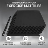 BalanceFrom 6 Piece Foam Floor Mat Puzzle Tiles, 1/2” Thick, 24 Sq Ft, Black BalanceFrom