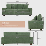 DOPEDIO Modern Loveseat Sofa for Living Room,Chenille Recliner, Removable Cover, Spring Cushions, Solid Wood Frame, Easy Assembly for Small Spaces (71.25inch，Green) DOPEDIO