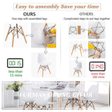 Furmax Pre Assembled Modern Style Dining Chair Mid Century Modern DSW Chair, Shell Lounge Plastic Chair for Kitchen, Dining, Bedroom, Living Room Side Chairs Set of 4 (White) Furmax