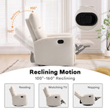 HAOMARKETS Swivel Rocker Recliner Chair, Manual Faux Leather Glider Rocking Recliners for Adults, 360° Swivel Nursery Reclining Sofa with Padded Backrest for Living Room, White HAOMARKETS