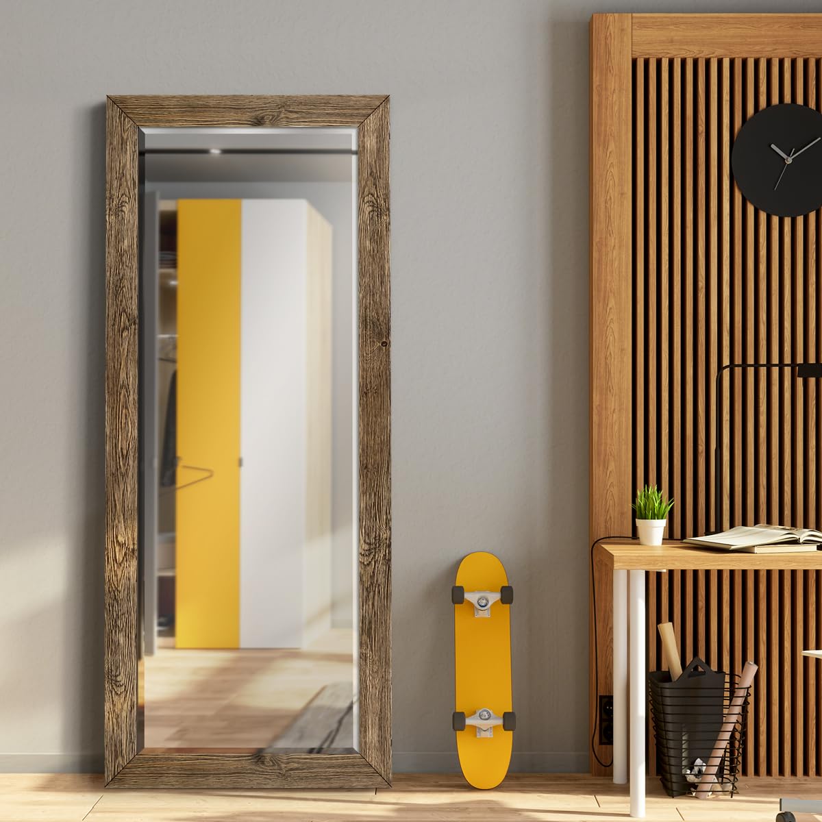 Wexford Home Barnwood Wood Full Length Mirror - Distressed Tonal Walnut (AR2-L05S) WEXFORD HOME