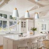 FISGONI White Pendant Light Kitchen Island Wood Pendant Lighting Mini Modern Hanging Light Small Pendant Light Fixture for Dining Room,Bar,Bedroom,Adjustable Cord,5.94 inch,1 PCS FISGONI