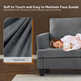 VINGLI Grey 83" Sofa Couches for Living Room, Faux Suede Modern Comfy 3 Seater Couch 25.6" Deep Seat Upholstery Cozy Sofas for Small Space, Bedroom, Apartment, Home Office VINGLI