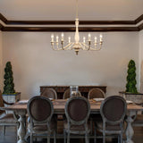 MRHYSWD Distressed White French Country Chandelier 8 Lights Rustic Farmhouse Chandelier for Dining Room Light Fixture Candle Pendant Lights Handmade Wood Chandeliers for Living Room Bedrooms Kitchen MRHYSWD