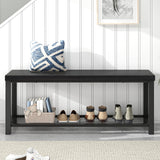 EXCEFUR Entryway Bench, Modern Wood and Metal Storage Bench for Hallway Front Door Entrance, Industrial Indoor Shoe Rack Bench Seat for Bedroom Living Room, 43.3 Inch Black EXCEFUR