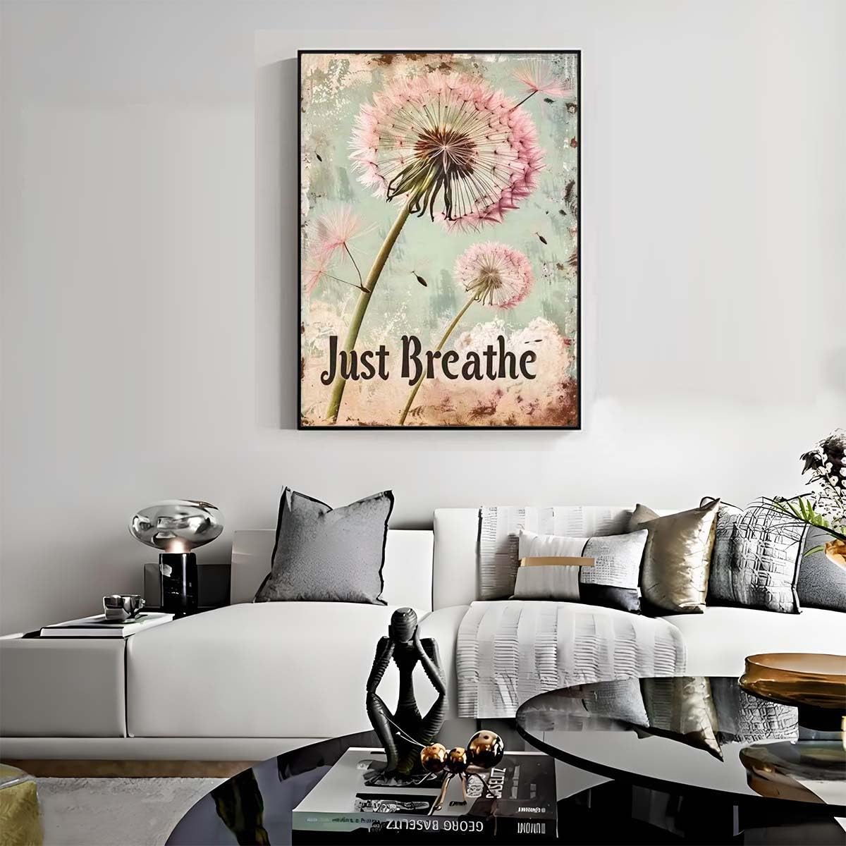 Dandelion 5D Diamond Art Kits for Adults,Just Breathe Diamond Painting Kits for Beginner,DIY Round Full Drill Diamond Dot Painting Gem Art Kits for Adults Home Wall Decor12X16Inch GEMFAMILY