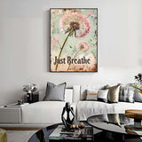 Dandelion 5D Diamond Art Kits for Adults,Just Breathe Diamond Painting Kits for Beginner,DIY Round Full Drill Diamond Dot Painting Gem Art Kits for Adults Home Wall Decor12X16Inch GEMFAMILY