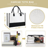 Reginary 12 Pack Canvas Tote Bags Initial Classic Present Bag Personalized Canvas Beach Bag for Wedding, Birthday, Beach(Black and White) Reginary