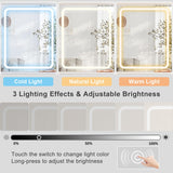 Fameill White Vanity Desk with Mirror and Lights,Makeup Vanity Table Set with Power Strip and Sliding Locker,Visual Drawer Makeup Desk with 5 Drawers&Shelves&Cabinet,3 Lighting Modes Fameill