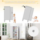 GAIOUS 71" Tall Metal Storage Cabinet with 2 Doors and 4 Adjustable Shelves, Kitchen Pantry Cabinet White Freestanding Cupboard, 5 Tier Multifunctional Steel Storage for Office, Kitchen, Dining Room GAIOUS