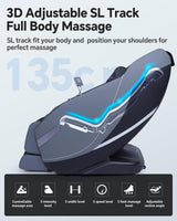 Stylish Massage Chair Full Body Zero Gravity Massage Chair Rocking Sleep Mode 3D SL Yoga Stretch Massage with Heat 12+ Modes Upgraded Calf +11cm Wireless Phone Charge Screen Touch Large Size Black UIIU