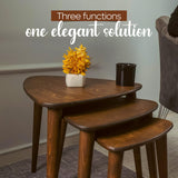 TRIHOME, Solid Nesting Table Set of 3, Birch Mid Century Pebble Tables with Wood Tapered Legs, Portable Modern Side Coffee Tables, Handmade Home Furniture, Farmhouse, Living Room, Triangle TRIHOME