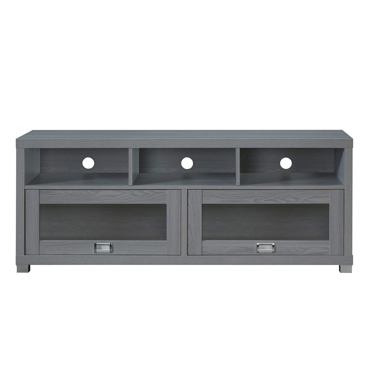 65” TV Stand with Storage & Glass Display Cabinets, Grey TV Stand for Living Room or Bedroom with Cable Management, Fits Screens up to 65 Inches When Measured Diagonally, Grey Techni Mobili