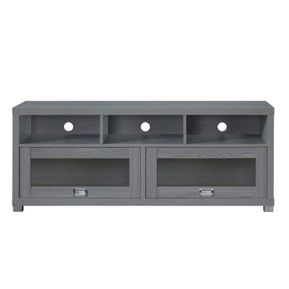 65” TV Stand with Storage & Glass Display Cabinets, Grey TV Stand for Living Room or Bedroom with Cable Management, Fits Screens up to 65 Inches When Measured Diagonally, Grey