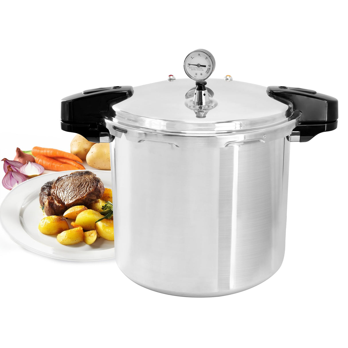 MegaChef 24 Quart Large Capacity Aluminum Stovetop Pressure Cooker/Canner for Induction and Gas Stove-Tops Megachef