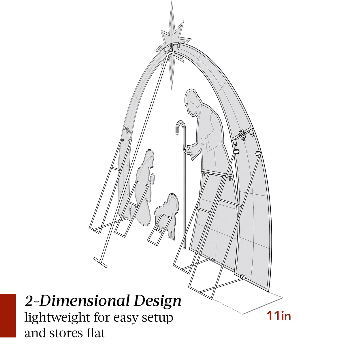 Best Choice Products 4.5ft Lighted 2D Outdoor Nativity Scene, Christmas Arch Holy Family Yard Decoration w/ 115 LED Lights, Stakes, Zip Ties Best Choice Products