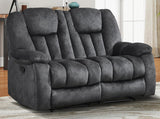 CANMOV Manual Recliner Loveseat, 2 Seat Recliner Sofa Chair with Overstuffed Armrest and Backrest, Soft Fabric Reclining Loveseat Living Room Set with Hidden Cup Holders for Adults Elderly,Grey CANMOV