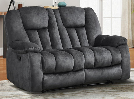 CANMOV Manual Recliner Loveseat, 2 Seat Recliner Sofa Chair with Overstuffed Armrest and Backrest, Soft Fabric Reclining Loveseat Living Room Set with Hidden Cup Holders for Adults Elderly,Grey CANMOV