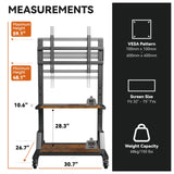 AENTGIU Rolling Tv Stand: Mobile TV Stand for 32" to 75" All Brand TVs, Lockable Rolling Wheels TV Cart with Metal TV Mount and 2 Tier Wood Shelf for Home, Office, All Hardware Included AENTGIU