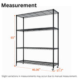 Heavy Duty N.S.F. Certified 4‑Tier Steel Wire Shelving with Wheels, 800 lb Commercial Storage Rack, Adjustable Utility Shelf for Home, Garage, Restaurant Storage Shelves (Black, 46" x 17.7" x 65") Generic