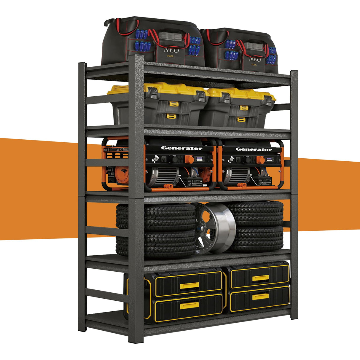 Notmise Metal Shelving, Garage Shelves Series, Heavy Duty Storage Shelf, Large Industrial Steel Racks for Garage, Basement and Factories, Multifunctional Utility Shelving Unit Notmise