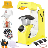 Whubefy 3in1 Hat Press Heat Machine for Caps - Auto Hat Heat Press w/3 Platens - No Crease No Stick - One-Touch Easy Press Cap Heat Press for Hats T-Shirts Small HTV Iron on Vinyl Sublimation Projects Whubefy