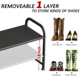 INGIORDAR Shoe Rack 2 Tier Long Storage Organizer Wide Metal Shoe Shelf for Closet Entryway Black INGIORDAR