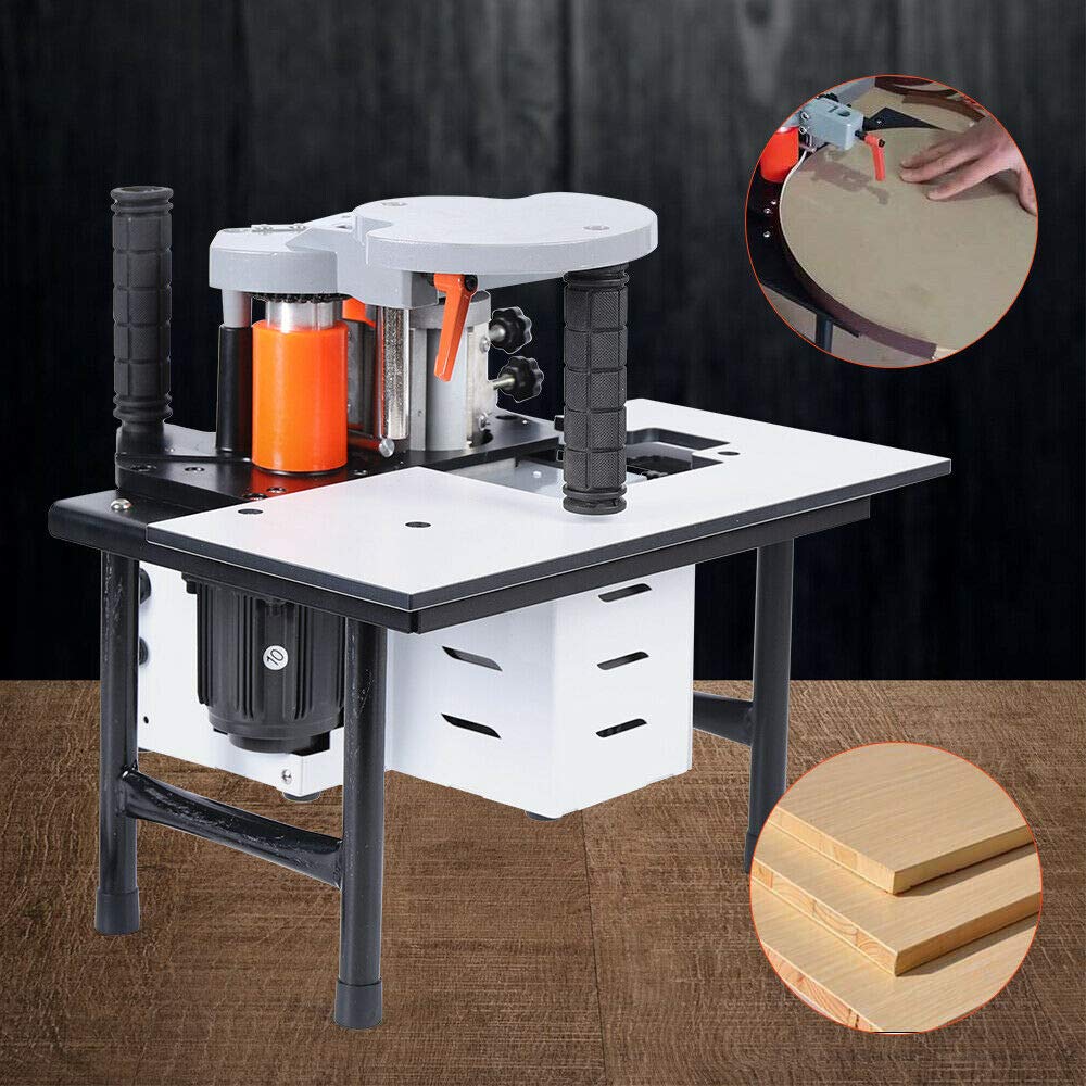 110v Wood Edge Banding Machine, Portable Adjustable Speed Edge Bander Woodworking Gluing Machine 5m/min, Wood Pvc Double Side Gluing Edge Bander Cbhfmljd