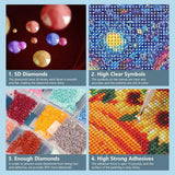 FHBUBPUP Starry Night Diamond Painting Kits for Adults, Starry Sky Diamond Art Kits, Full Drill Round Gem Art, DIY Landscape Paint with Diamond Beads Home Decor Craft Gift 12x12 inch FHBUBPUP