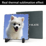 5 Pack Sublimation Slate Blanks Custom Stone Slate Picture Frame Heat Transfer Rock Photo Plaque 6x6 Inch with Display Stand Decoration for Desktop Souvenir DIY Personalized Gift ORJ