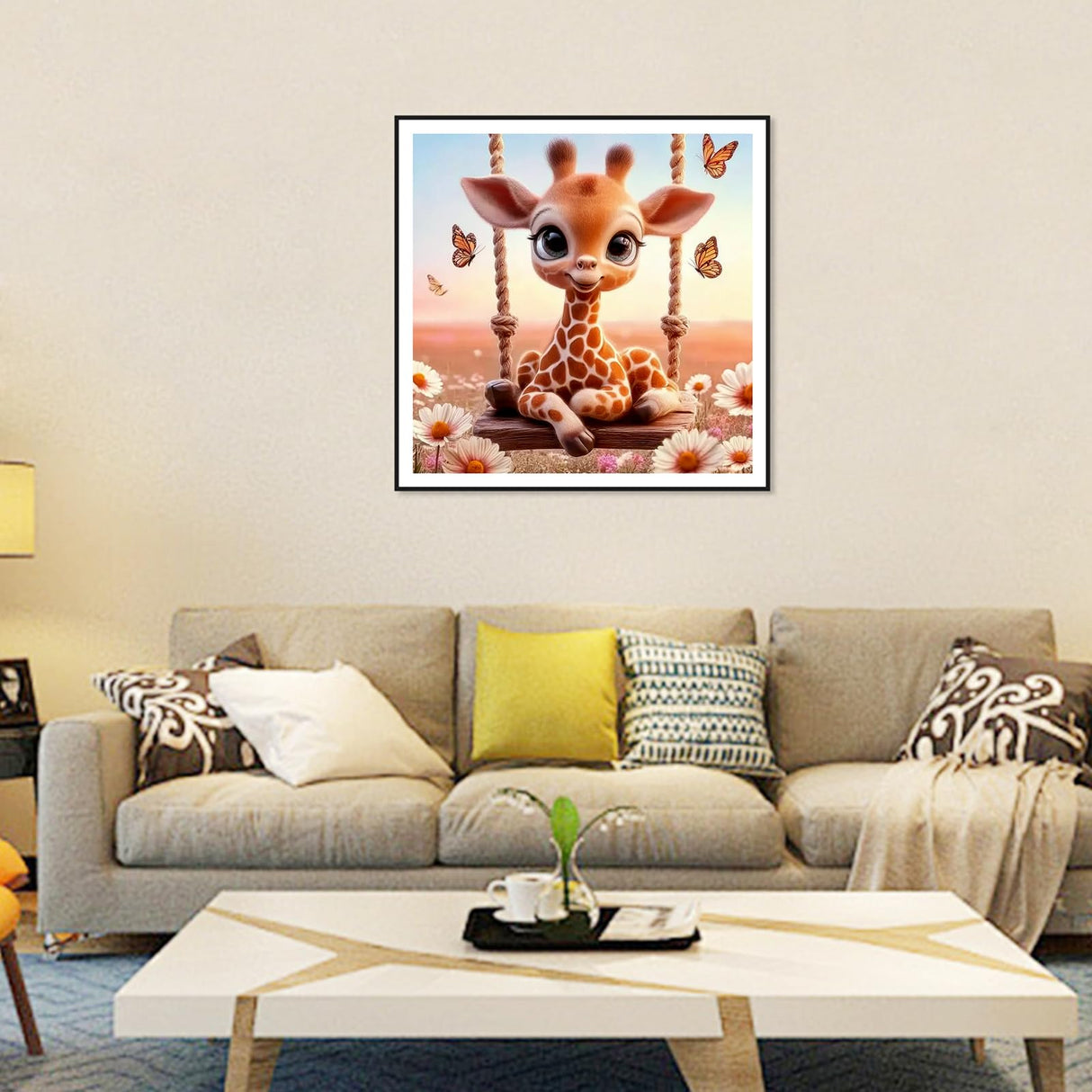 AMORARS 5D Diamond Painting Kit for Adults, Giraffe Swing Diamond Art Beginners - DIY Full Diamond Dot Animal Gem Art Paintings, Suitable Gifts, and Home Decoration Crafts, 12x12Inch AMORARS