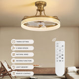 Moooni 20" Ceiling Fan with Light Remote Control Gold Ceiling Fan with Light, 6 Wind Speeds Flush Mount Fandelier, Low Profile LED Ceiling Fan, Modern Ceiling Fan for Bedroom Living Room Kitchen Moooni