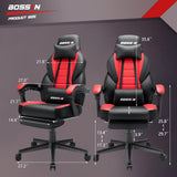 BOSSIN Gaming Chair with Footrest and Massage 400lb Weight Capacity, Big and Tall Gaming Chair for Adults, Ergonomic Heavy Duty Gaming Chair with Large Size Seat and High Back BOSSIN