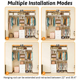 Sokiche Closet System with Drawers, 5FT-8FT Closet Organizer System with Shelves & Adjustable Hanging Rods, 96" Walk in Closet System Storage Wood, White Sokiche