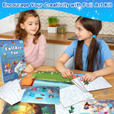 Foil Arts Kit for Girls Arts and Crafts for Girls 4 5 6 7 8 Fun Activity Set for Girls DIY Creative Birthday Gifts for Girl Boy Fun Craft Kits for Christmas Valentines Easter No Mess Art for Girl Blue ysuwekslu