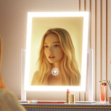 Gvnkvn 15.2" Lighted Makeup Mirror Hollywood Vanity Mirror with Lights, Three Color Modes,Detachable 10X Magnification Mirror, Smart Touch Control, 360°Rotation White Gvnkvn