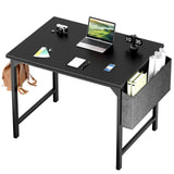 Sweetcrispy Small Computer Office Desk 32 Inch Kids Student Study Writing Work with Storage Bag & Headphone Hooks Modern Simple Home Bedroom PC Table - Black Sweetcrispy