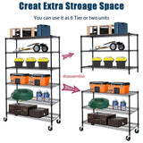 Dkelincs 6 Tier Wire Shelving Unit with Wheels 48" X 18" X 76" Metal Storage Shelves Height Adjustable NSF Heavy Duty Commercial Grade Garage Shelf Rack for Kitchen Basement Restaurant，Black Dkelincs