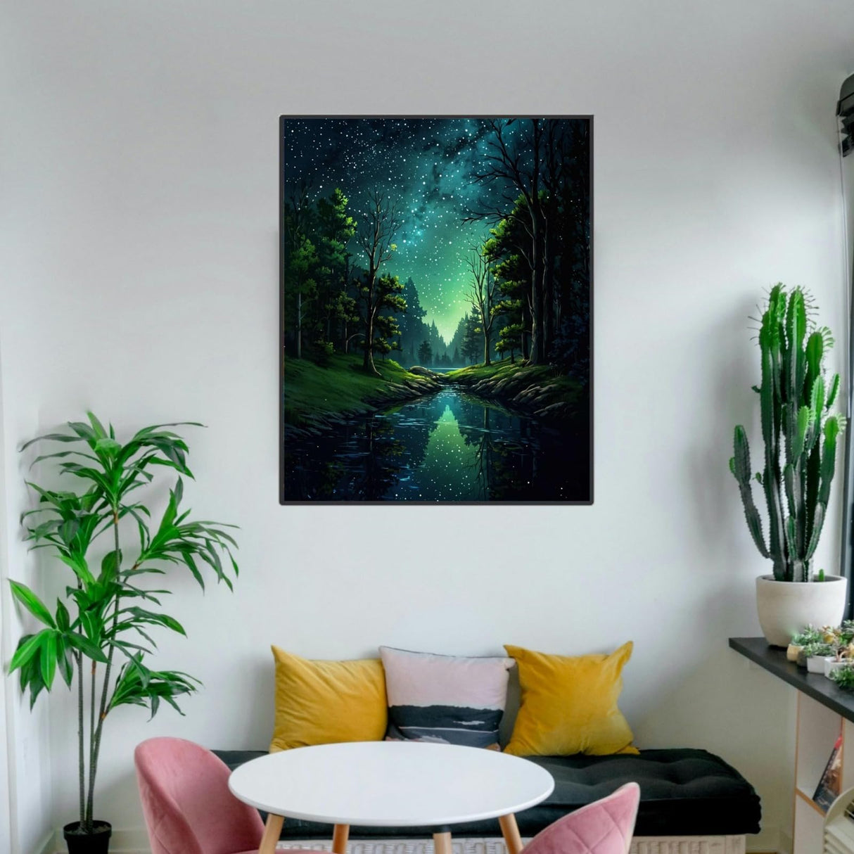 ldazao Starry Night Paint by Numbers Kit for Adults Beginner Forest Adult Paint by Number Kits Canvas Adults' Paint-by-Number Kits DIY Oil Painting Kits for Gift Home Wall Decor 16x20 Inch ldazao