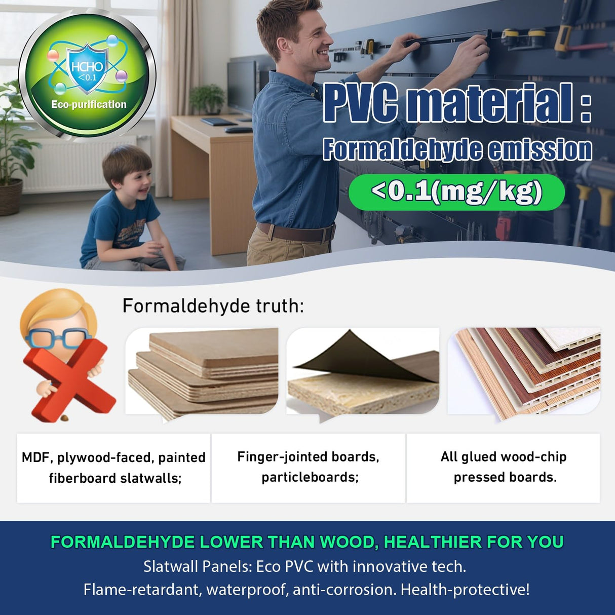 Slat Wall Paneling 4x8FT Black Slatwall Panel - Wall Garage Storage System | Heavy - Duty Industrial PVC Panels for Easy - Install Garage Organization | Sturdy Wall Slats for Home & Bike Rack Storage Eiruaw