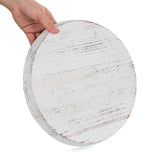 Romadedi Rustic Wooden Tray Candle Holder - Round Wood Decorative Pillar Candle Tray for Coffee Table Farmhouse Kitchen Countertop Organizer Home Decor Wedding Centerpiece, Distressed White Romadedi