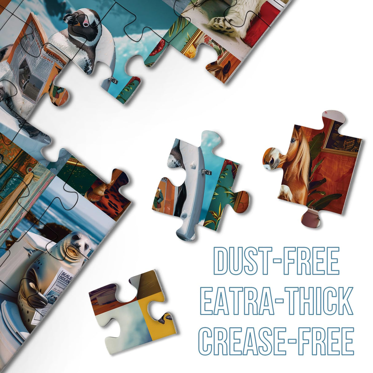 Funny Animal Puzzles 1000 Piece Puzzle for Adults, Pooping Animal Puzzle Jigsaw Puzzles Colorful Puzzle, Lion Elephant Panda Animal Kingdom Puzzle BBOLDIN