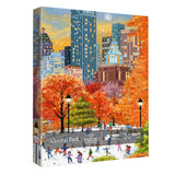 Fall Central Park Puzzles 1000 Pieces for Adults, Fun Fall Winter Snow Jigsaw Puzzle, Autumn Art Puzzle Collage as Home Decor BBOLDIN