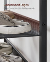 VASAGLE Shoe Rack for Entryway, 5 Tier Shoe Storage Shelves, 16-20 Pairs Shoe Organizer, with Sturdy Wooden Top and Steel Frame, Free Standing, Industrial, Rustic Brown and Ink Black ULBS038B01 VASAGLE