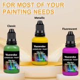 Airbrush Paint 28 Colors Water-Based Acrylic Airbrush Paint Set Ready To Spray For Nails Artists Diy Hobbyist And Beginners Painting Supplies Includes Metallic Neon Colors (30 ml/1 oz) Vanwoke
