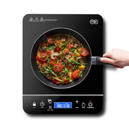 OMEO Portable Induction Cooktop Hot Plate Countertop Burner 1800 Watts Induction Burner with LCD Sensor Touch, LED Display, 10 Temperature Levels, Child Safety Lock, Auto Shutoff Function