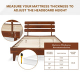 Bme Caden 15 Inch Adjustable Headboard Bed Frame - Mid Century Acacia Wood - No Box Spring Required - Dark Chocolate - Queen Size Bme