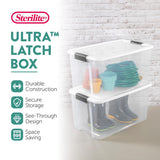 Sterilite 4 Pack Ultra Latching Box, Storage Bins with Lids, Clear Plastic, 70 Quart - Heavy-Duty Organizing Containers for Closet, Bathroom, and Office Sterilite